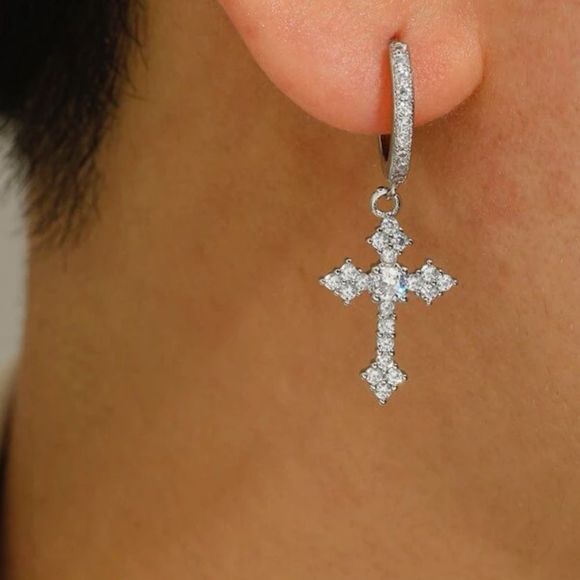 Jewelry - BOUTIQUE: Brand New Diamanté Cross Dangle Earrings